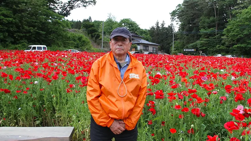 ポピーの魅力を語る老神温泉観光協会の金子充さん